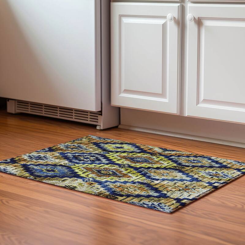 Premium Washable Super Soft Boho Global Mayfield Rug - Navy - 1'8" x 2'6"