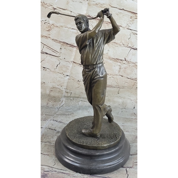 12 Inches Tall Bronze Statue Vintage Golfer Golfing Trophy Bobby