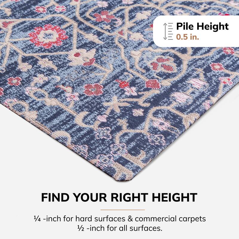 Jani 40"x54" Rug'd Chair Mat-Rug Style Office Chairmat for Carpet & Hard Floors| 0.5" Thick |Non-Slip, Foldable Desk Chair Mat