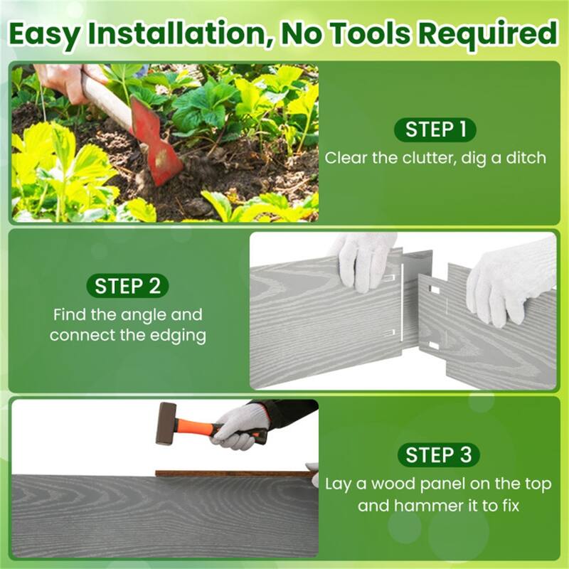 20 Foot Galvanized Metal Landscape Edging 6 Flexible Panels Rustproof Lawn Garden Border - 43.5" x 8"