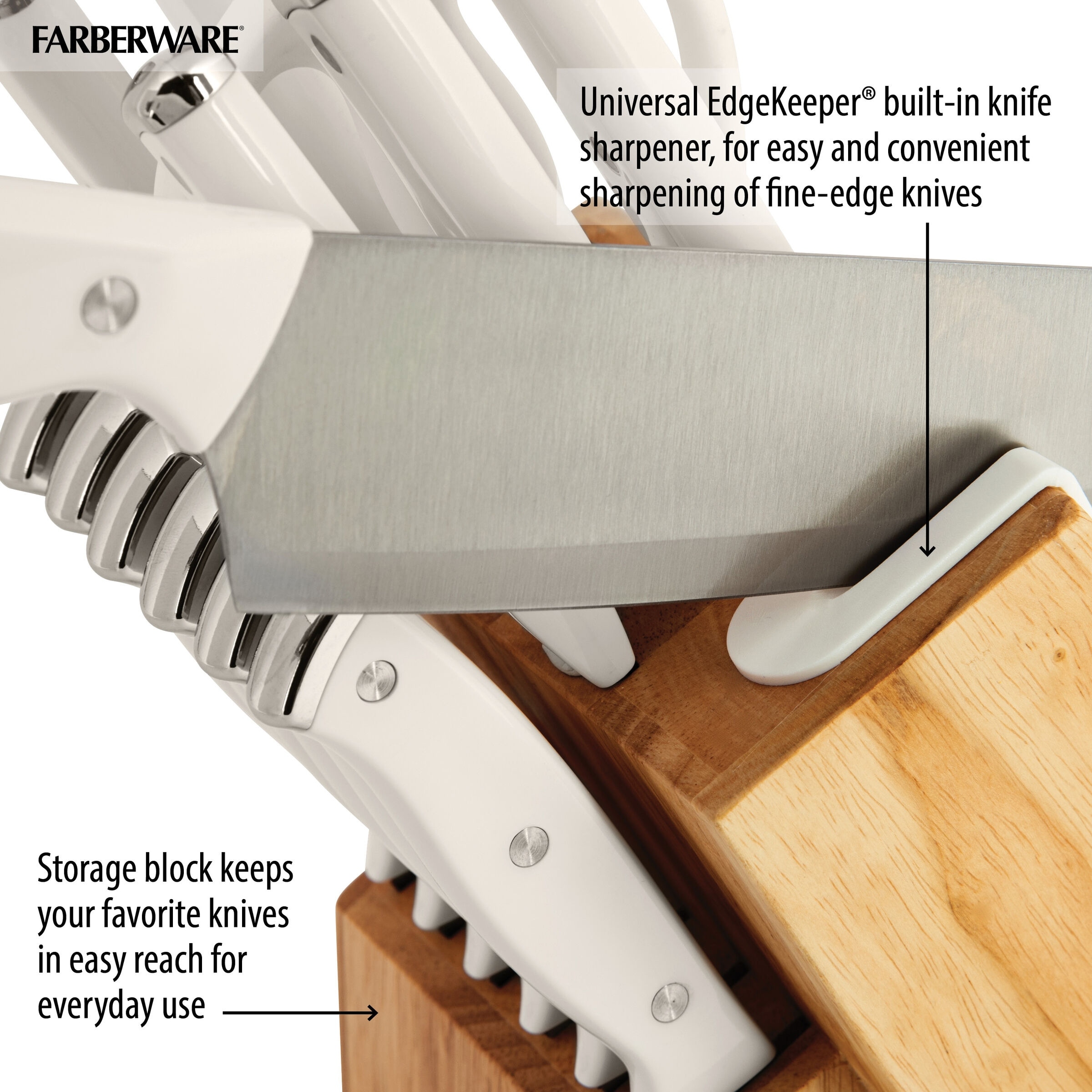 Farberware EdgeKeeper 14-Piece Forged Triple Rivet Kitchen Knife