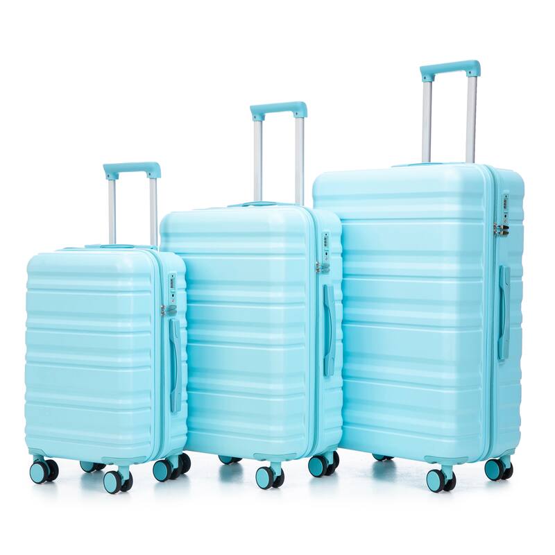 Luggage Sets 3 Piece Suitcases with Wheels, Suitcase Set ABS Hard Case Luggage with TSA Combination Lock, for Men and Women - Blue