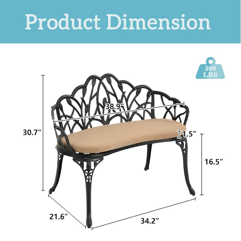 HOMEFUN Aluminum Outdoor Tulip Garden Bench