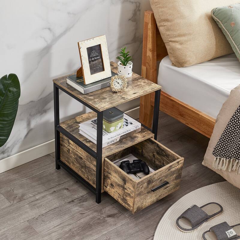 Javlergo (Set of 2) 1-Drawer Nightstand, Modern Square End Side Table for Bedroom, Living Room