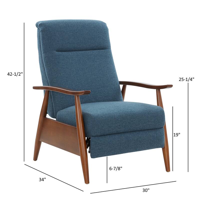 Taylor Wood Arm Push Back Recliner in Performance Fabric by Greyson Living