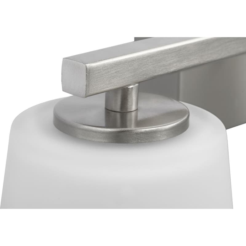 Vertex Collection Three-Light Brushed Nickel Etched White Glass Contemporary Bath Light - 20.87 in x 6.25 in x 7.5 in