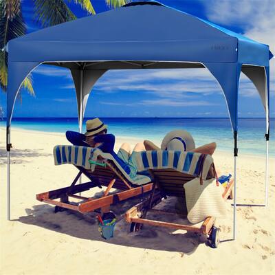 10 x 10 Ft Outdoor Pop-up Camping Canopy Tent with Roller Bag