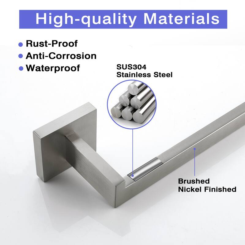 Bath 9 in. Wall Mounted Towel Bar Stainless Hand Towel Holder