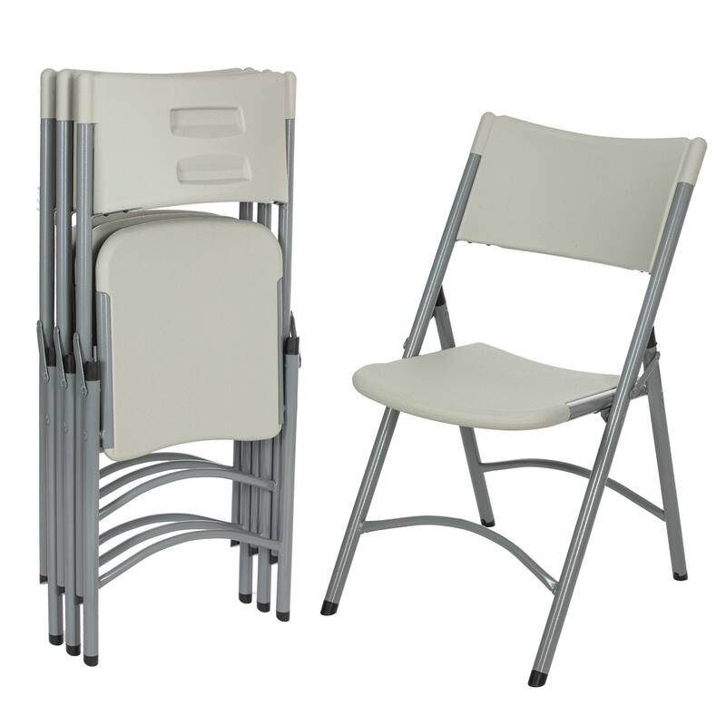 Hampden Furnishings Baldwin Collection 48" Round Folding Table with 4 Gwnyeth Grey Plastic Folding Chairs