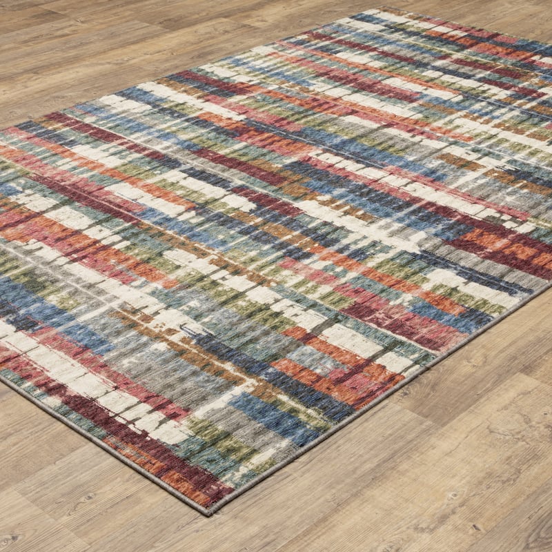 Tobias Modern Abstract Grid Multi-colored Area Rug