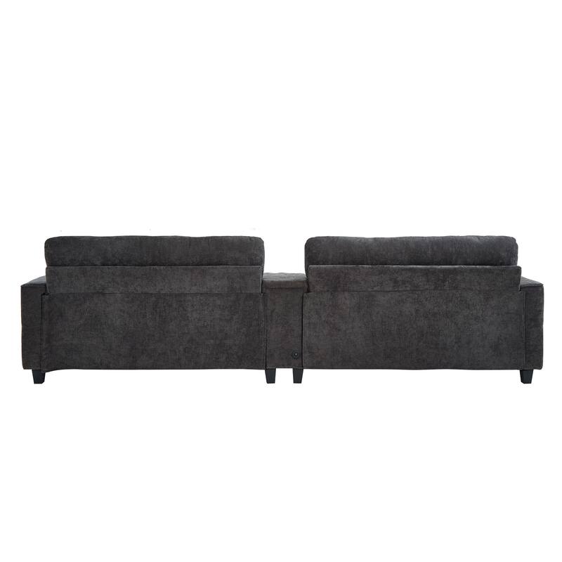 126" U-Shaped Sectional Sofa with Storage Ottomans & Bluetooth Speakers - Modular Couch with LED Lights, Console