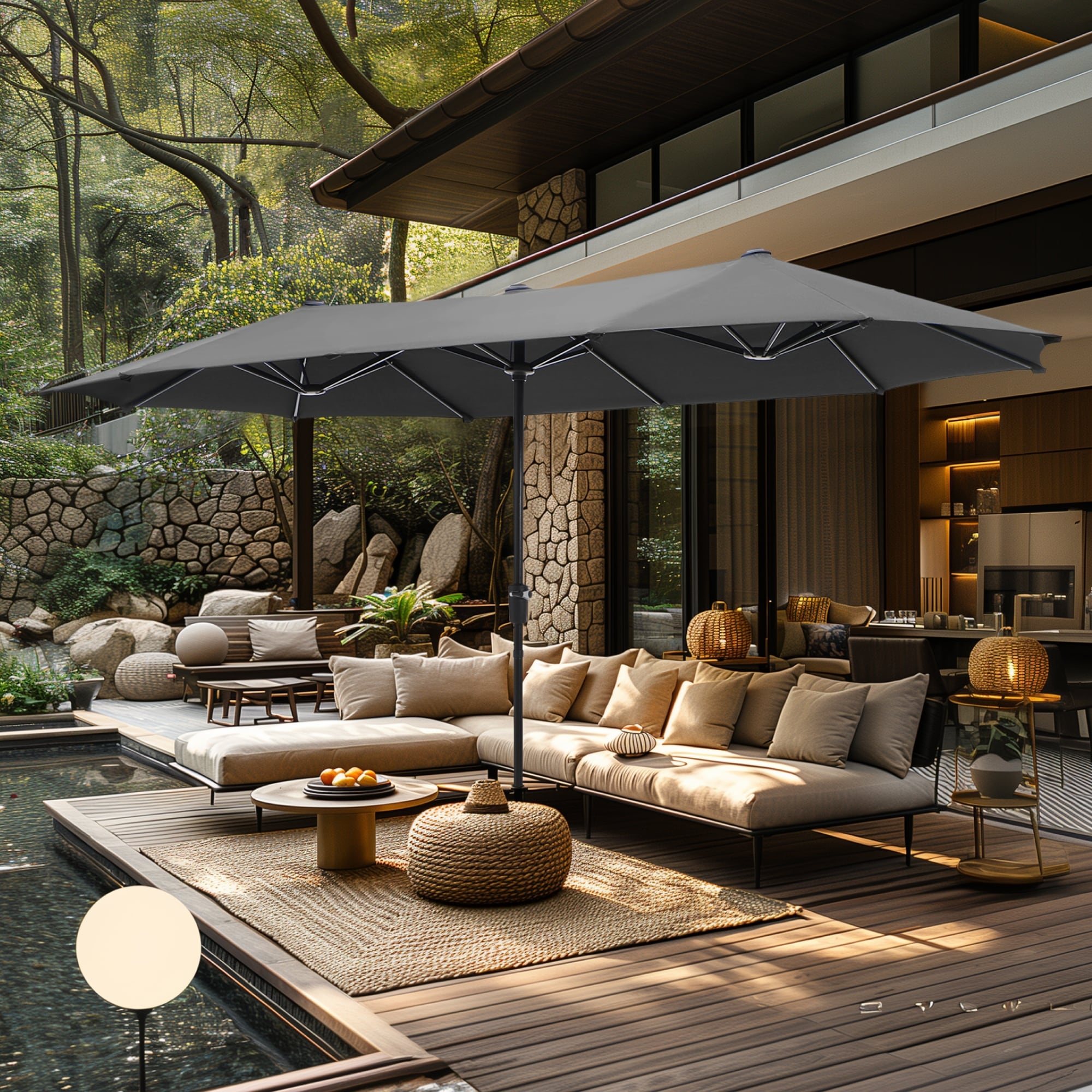 extra large umbrellas for patio 14ft Umbrella Double Sided Outdoor Market Umbrella with Crank, Cross Base Deck, Lawn, Backyard and Pool, Brown : Patio, Lawn & Garden our patio umbrella offers exceptional protection against harmful UV rays PURPLE LEAF 11 ft. x