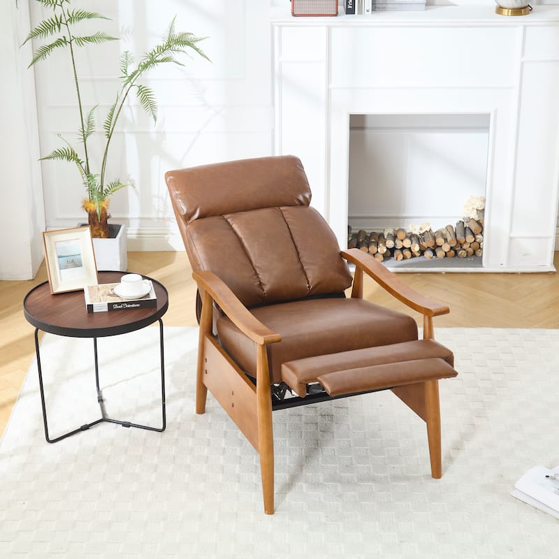Modern 26.38" Upholstered Adjustable Chaise Lounge Chair with Wood Frame for Living Room