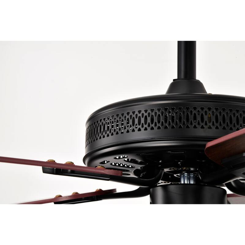 Matte Black Lighted Ceiling Fan Wooden 5-Blade with Remote