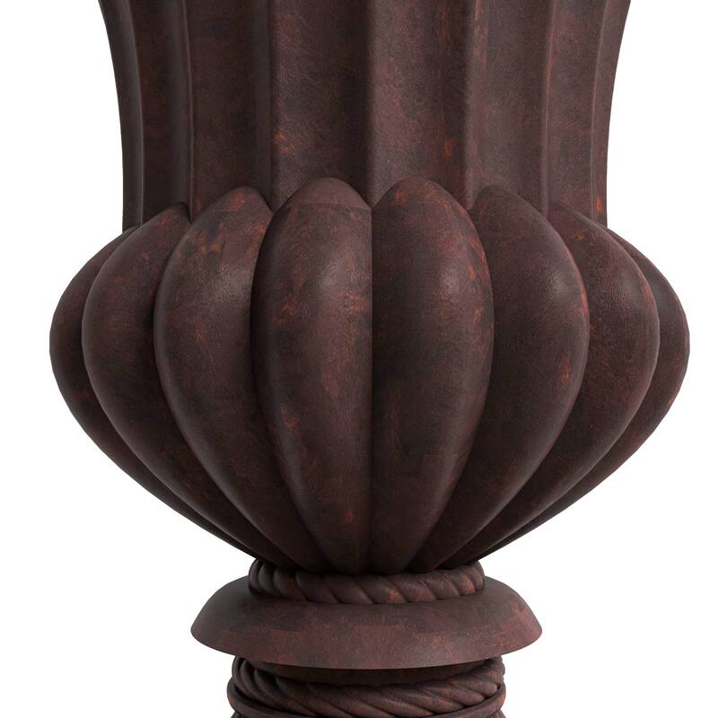 Lotus Elegant Urn Planter Pot in Fiberstone and MgO Clay with Drainage Holes for Indoor Outdoor Home Office Yard Patio Decor
