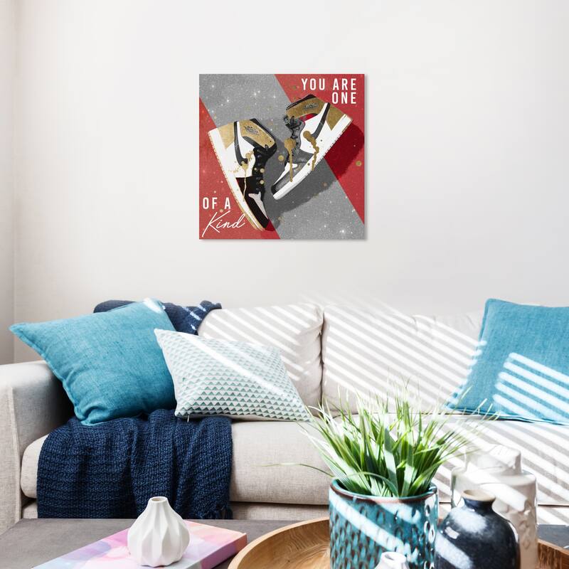 Wynwood Studio Canvas Fashion and Glam One of a Kind Red Sneakers Red and Scarlet Glam Wall Art Canvas Print - 20 x 20
