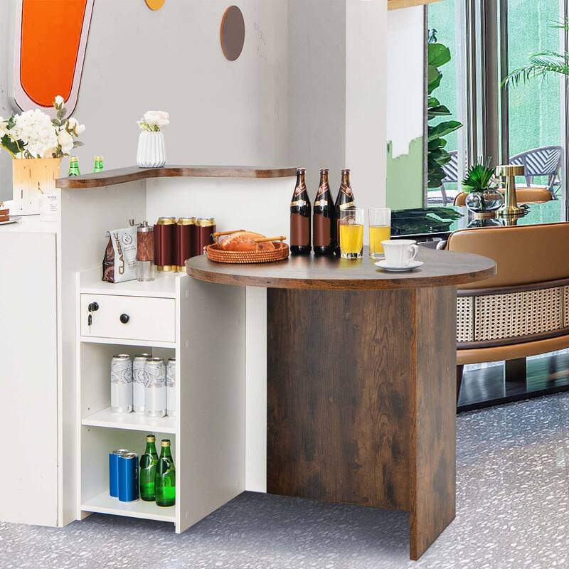 Costway Front Reception Counter Desk Checkout Office Desk with Open