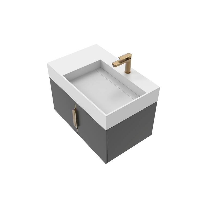 Amazon 30" Wall Mounted Bathroom Right Basin Vanity Set w/ White Top
