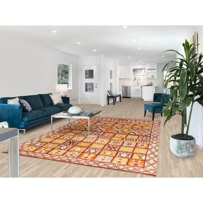 Geometric Moroccan Oriental Rug Handmade Multi-Color Wool Carpet - 6'7" x 9'9"