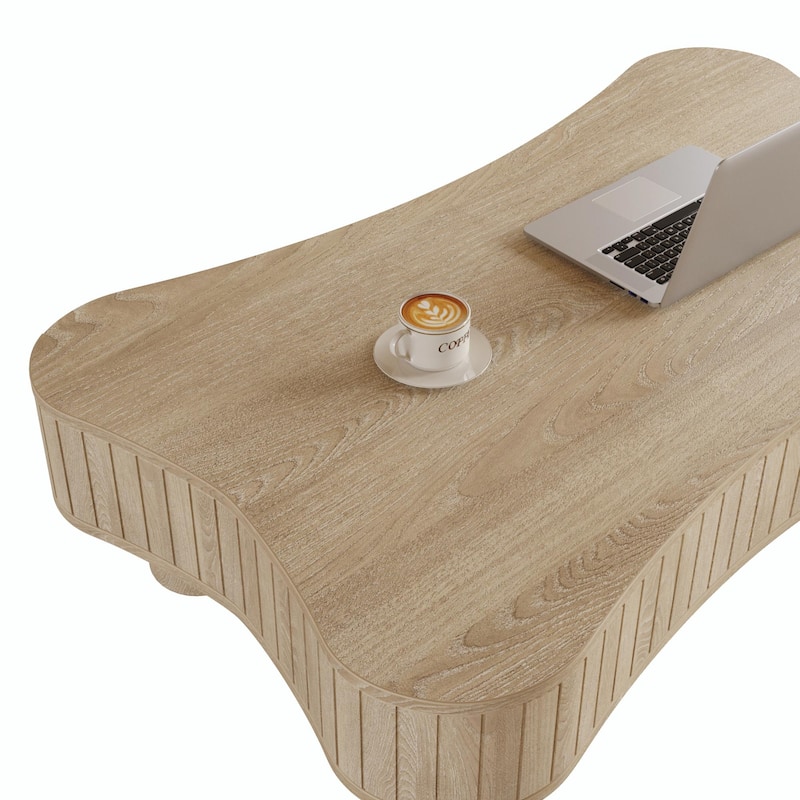 42" Lift Top Coffee Table for Living Room - Fluted Panel Hidden Storage with Silent Hydraulic Lift