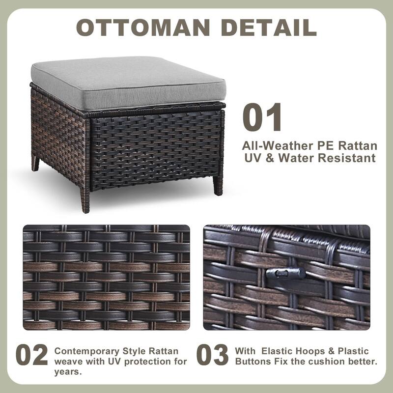 5 Pieces Pocassy Swivel Chair Table with Ottomans