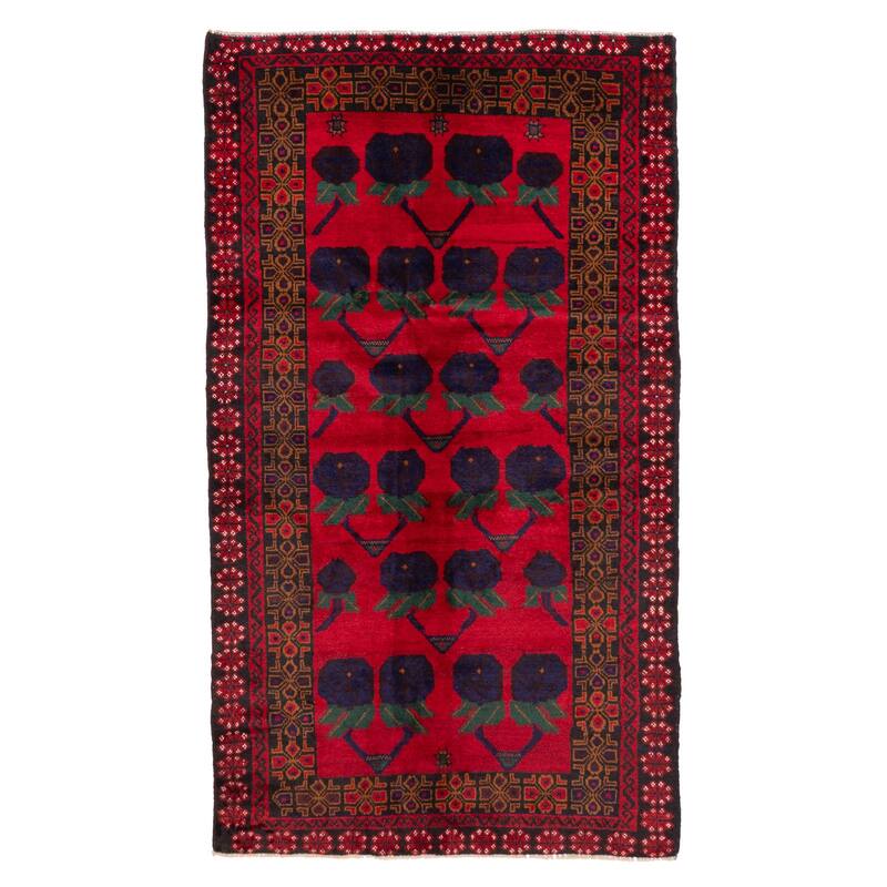 ECARPETGALLERY Hand-knotted Teimani Red Wool Rug - 3'5 x 6'1