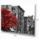 preview thumbnail 6 of 16, Designart "Red Tree on Black and White New York City Street" Floral Cityscapes Photographic on wrapped Canvas - Grey