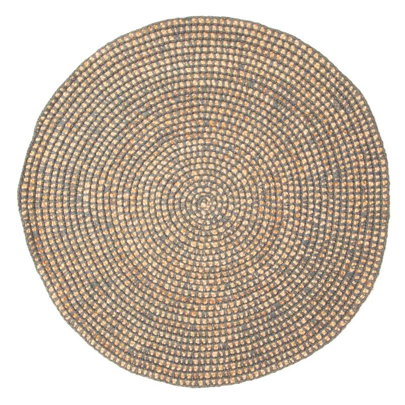 ECARPETGALLERY Braided Weave Palas Denizli Dark Grey Jute Rug - 3'3 x 3'3