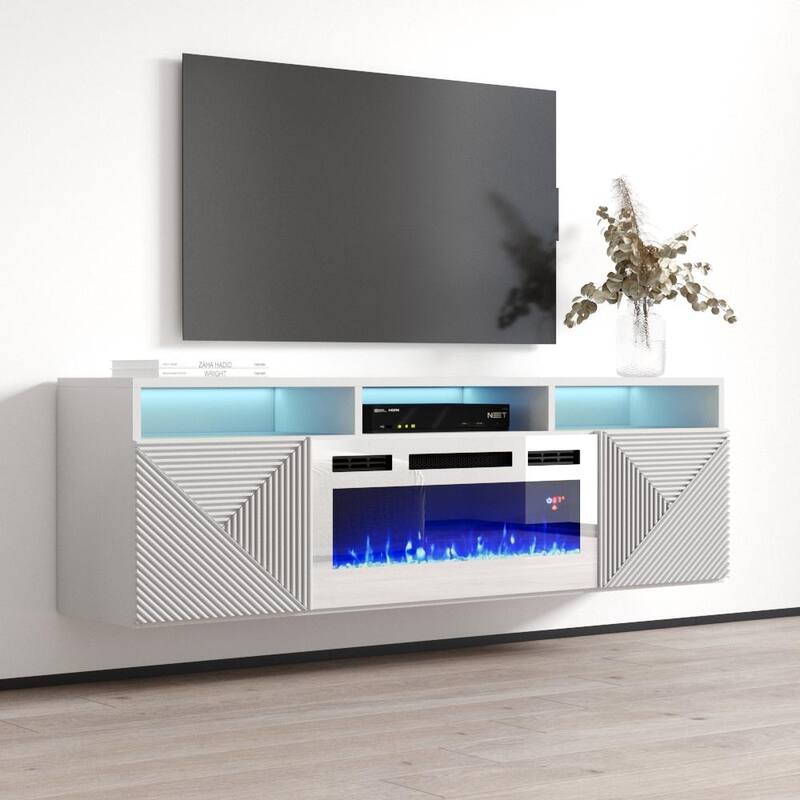 Giza WH-EF Wall Mounted Electric Fireplace Modern 63" TV Stand