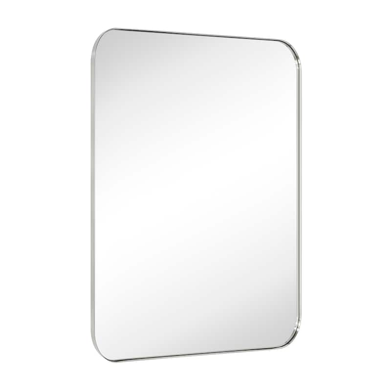 TEHOME Mid-Century Modern Chic Metal Rounded Wall Mirrors - 36'' x 48'' - Brushed Nickel
