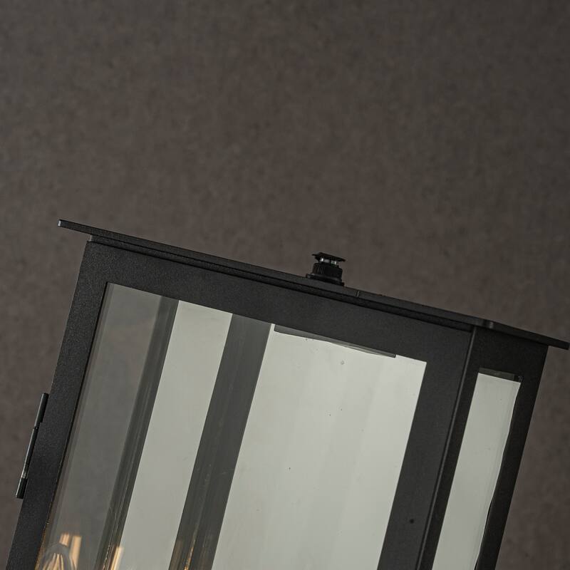 CraftHome Modern Matte Black Outdoor Wall Light with Dusk-to-Dawn Sensor Exterior Wall Sconce with Clear Glass Shade