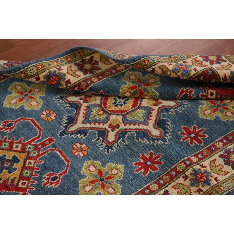 Traditional Blue Kazak Oriental Accent Rug Hand-Knotted Wool Carpet - 3'3"x 5'0"