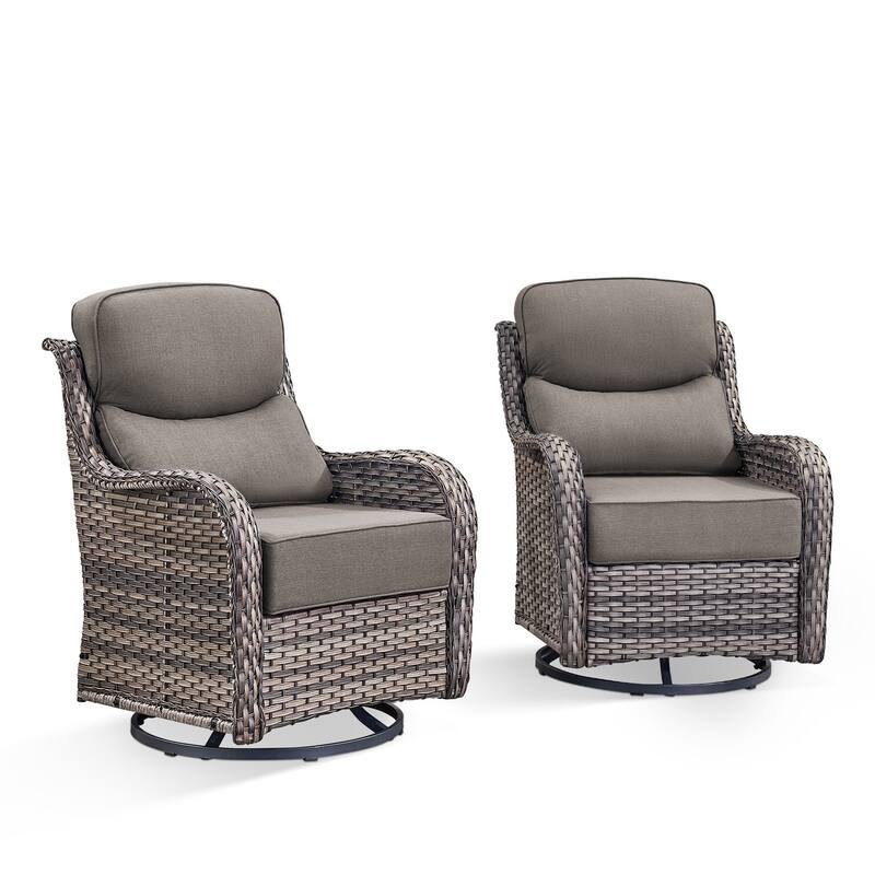 Outdoor Swivel Wicker Patio Chairs Set of 2