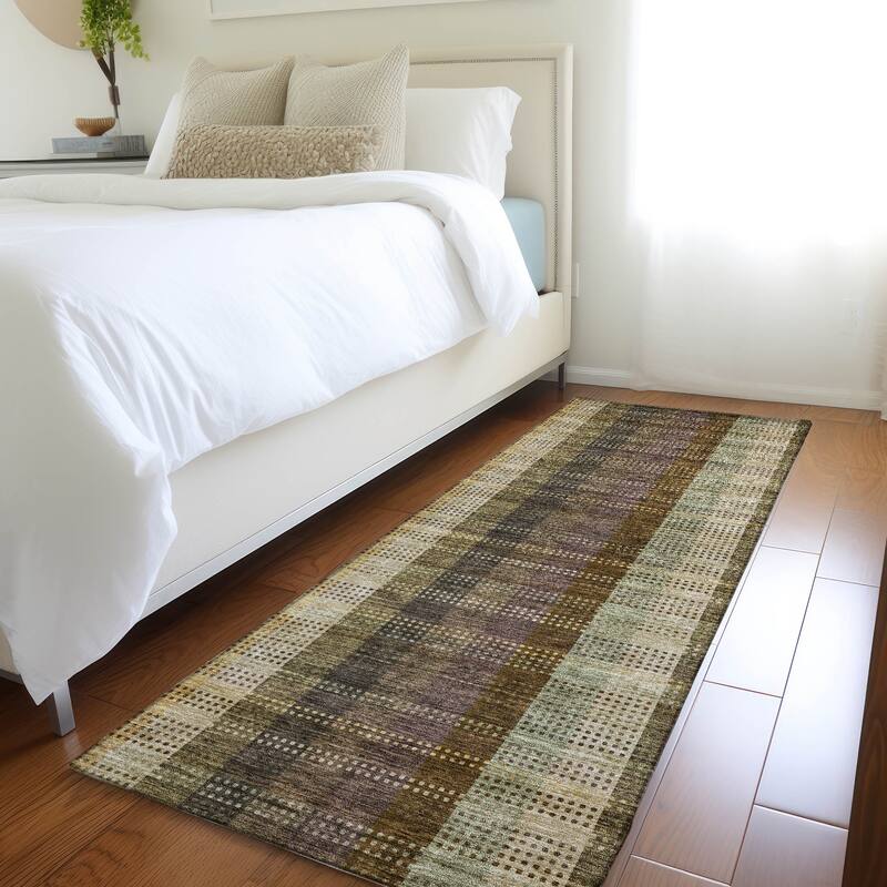 Premium Washable Super Soft Modern Plaid Mayfield Rug - Brown - 2'3" x 7'6"