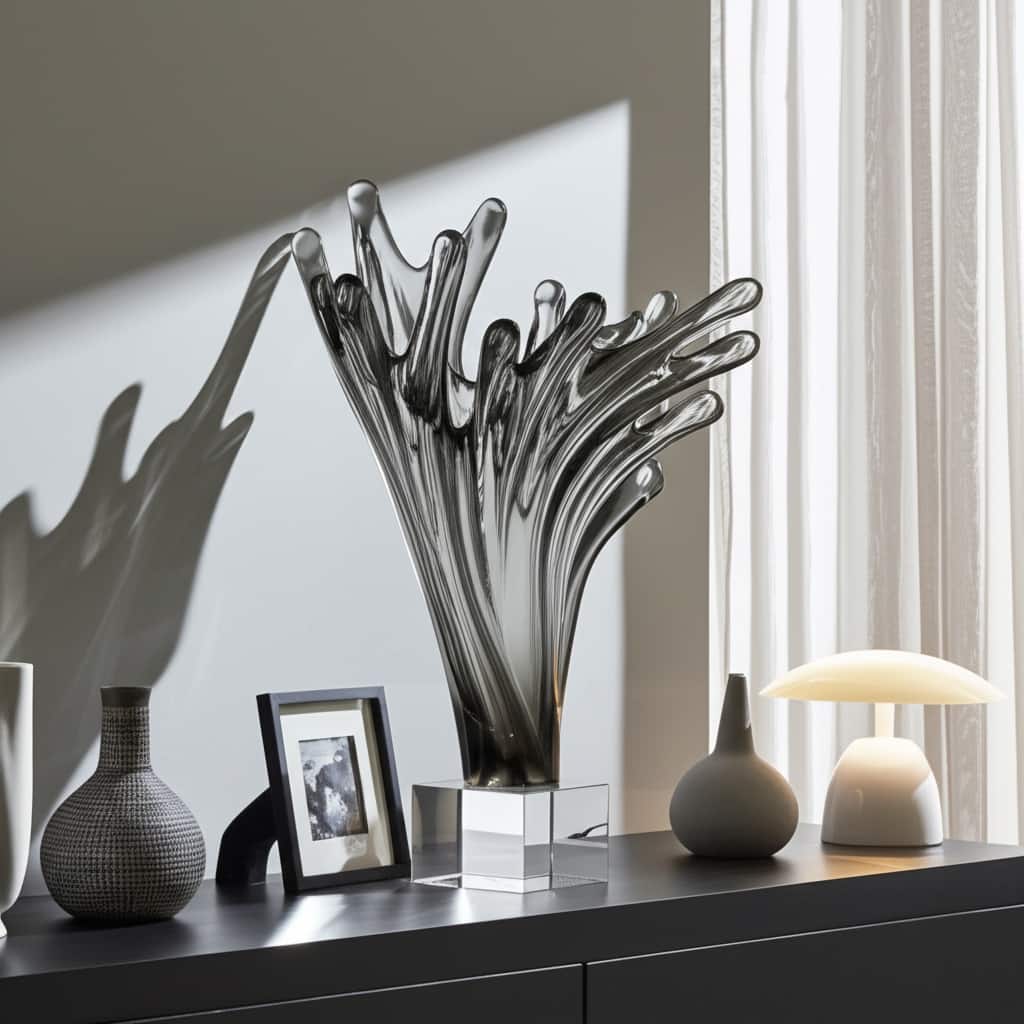 Glass Sculpture Artistic Agua Splash Elegant Decorations Living Room