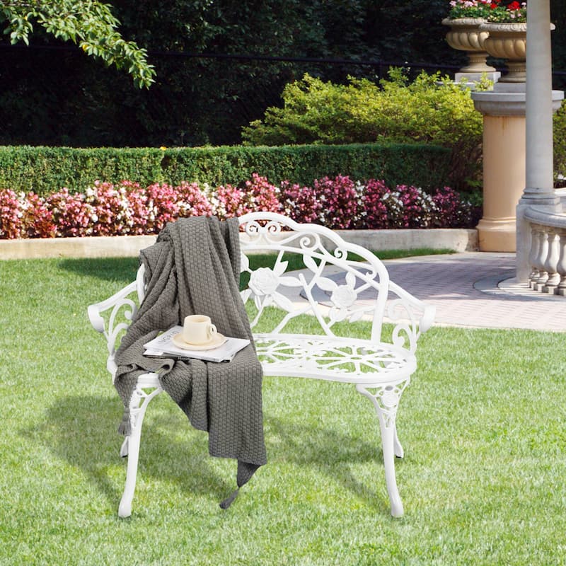Aluminum Outdoor Loveseats Garden Bench - White