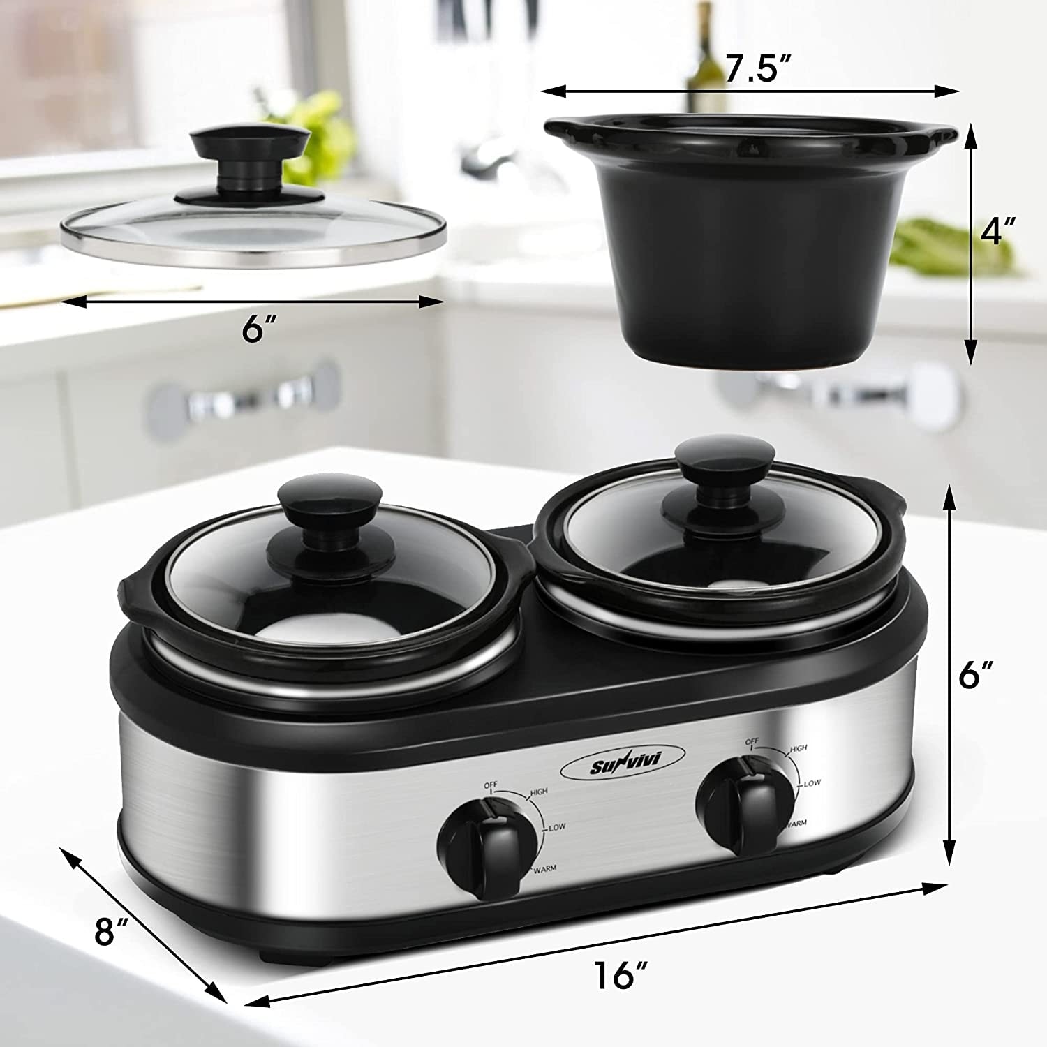 Slow Cooker, Dual and Triple Slow Cooker Buffet Server Multiple Pot Food  Warmer - Bed Bath & Beyond - 37532100