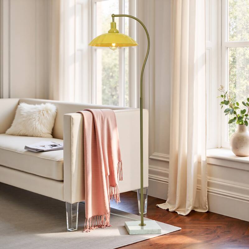 Tamara Day for Stylecraft Penelope Floor Lamp - White Marble & Polished Brass - Glossy