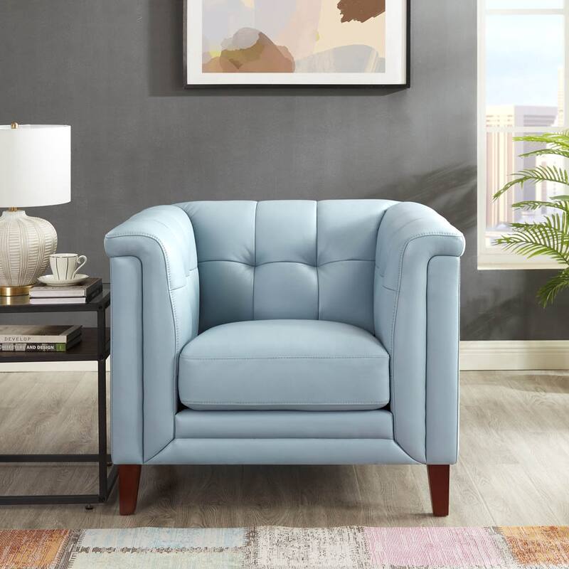 Hydeline Arvo Top Grain Leather Sofa and Chair Set with Feather, Memory Foam and Springs