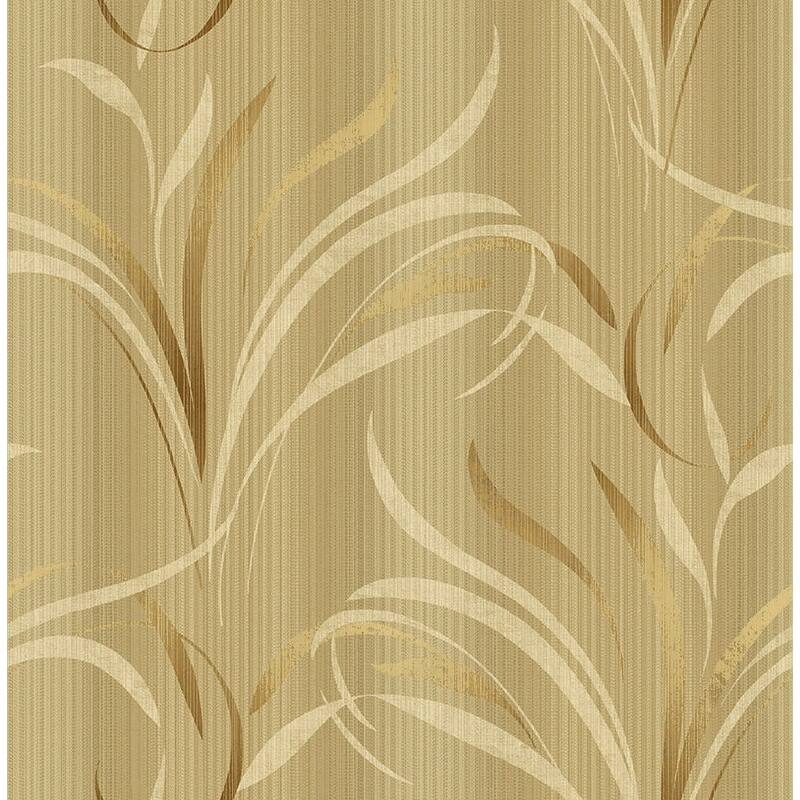 Seabrook Designs Foxtail Leaves Unpasted Wallpaper - 20.5 in W x 33 ft. L - Metallic Gold & Eggshell