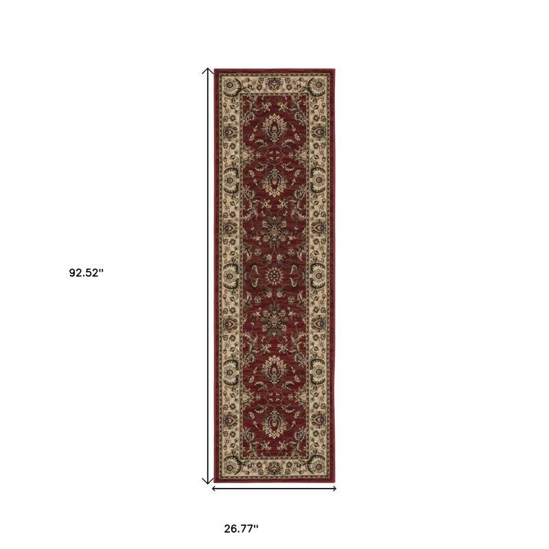 HomeRoots Oriental Traditional Runner Area Rug - 92.52 in. x 26.77 in. x 0.43 in.