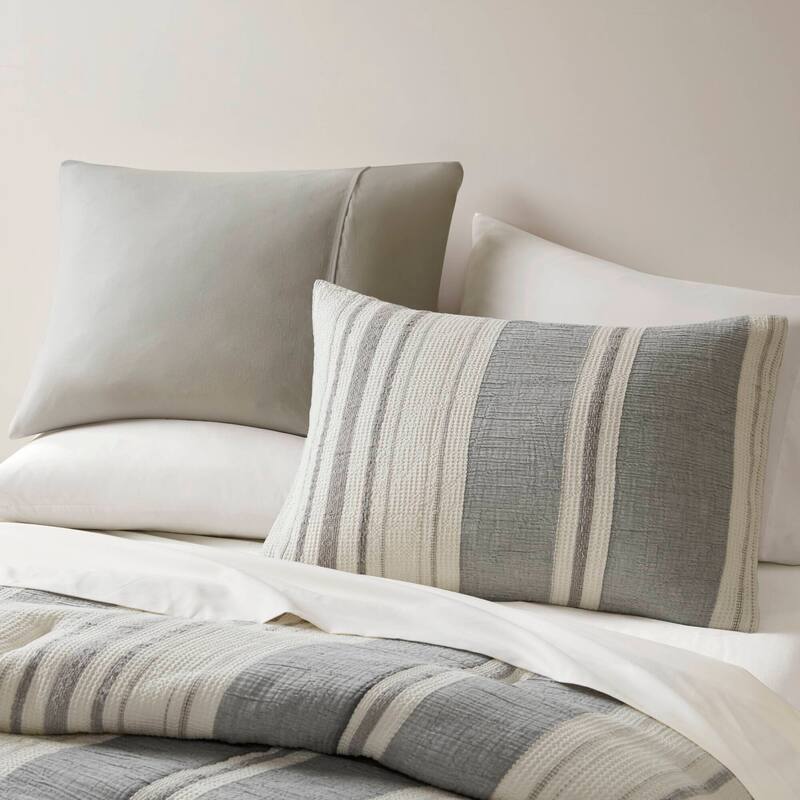 GDF Studio - Amara Textured Cotton Comforter 3-Piece Set with Waffle and Gauze Weave