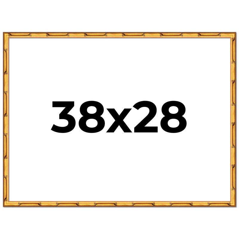 38x28 Frame Gold Bamboo Picture Frame Modern Photo Frame Includes UV Acrylic Shatter Guard Front Acid Free Foam Backing Board