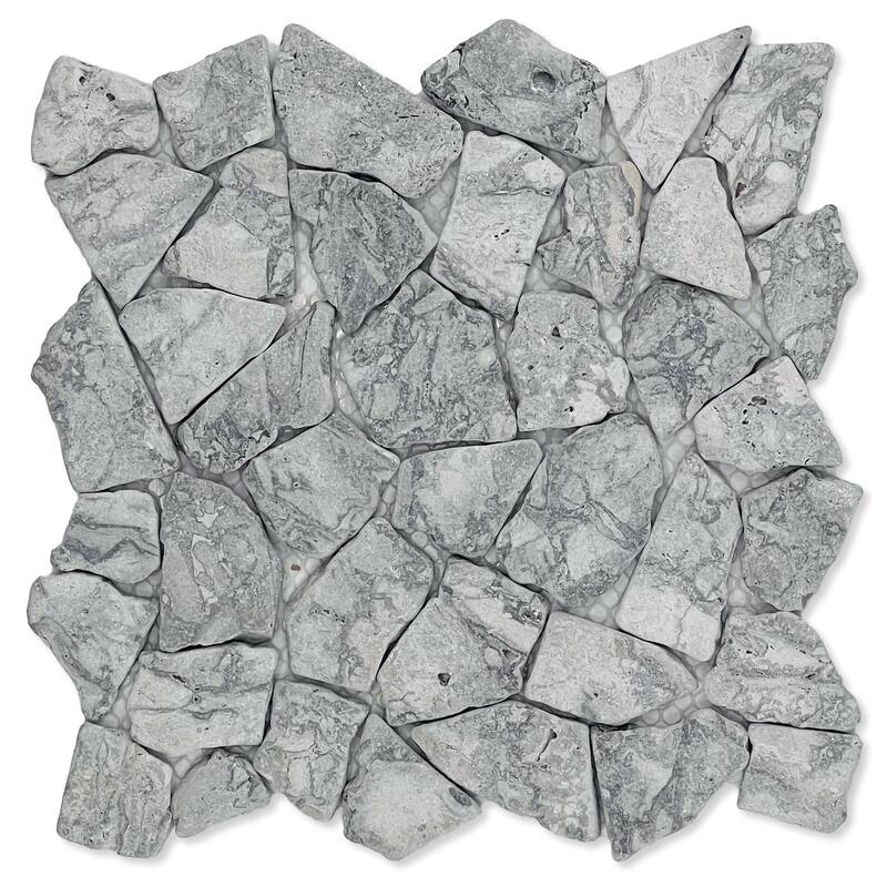 Cruz Bay Studio XR3 Fit Mosaic - 11" x 11" Pebble and Rock Floor and - Dove Grey