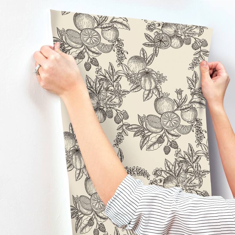 Chris Loves Julia x A-Street Prints Gerty Black Fruit Toile Wallpaper