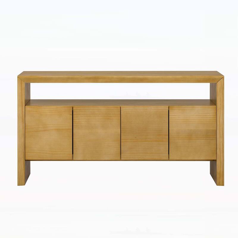 Modern Minimalist Sideboard with Open Shelf, ffering Large Capacity Storage