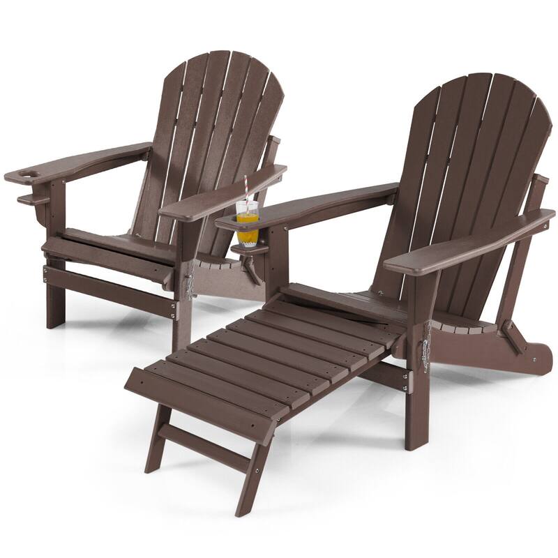 Gymax 2PCS Folding Adirondack Chair HDPE Patio Lounge Chair w/