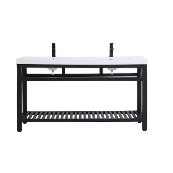slide 2 of 4, Elegant Lighting VF14060D Raya 60" Specialty Cast Iron Console Black