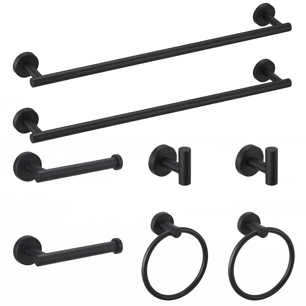 8-Pieces Black Bathroom Accessories Set,Bath Towel Bar Set