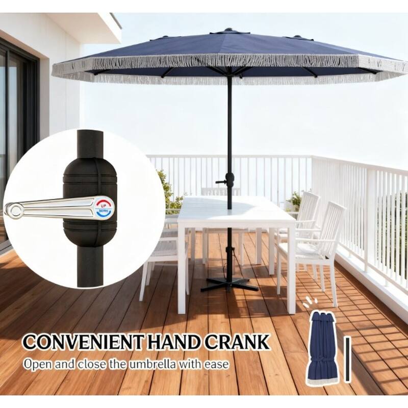 GDFStudio Outdoor Zephyr Double-Sided Patio Umbrella with UV Protection and Crank Lift